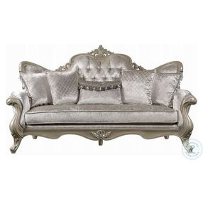 Libertee Beige Fabric and Champagne Living Room Set with 5 Pillows