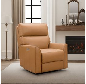 Marah Santa Fe Brandy Leather Triple Power Recliner with USB Charging