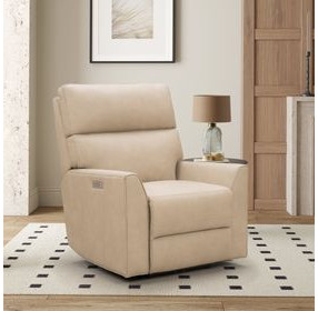Marah Cashmere Stone Leather Triple Power Recliner with USB Charging