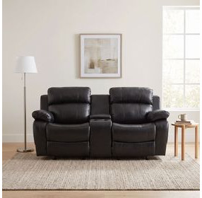 Marille Black Double Glider Reclining Loveseat with Center Console