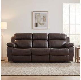 Marille Brown 88" Double Reclining Sofa with Center Drop-Down