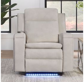 Armstrong Buffy Cream Rocker Heat Massage Power Recliner with LED and USB Charging