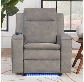 Armstrong Buffy Taupe Rocker Heat Massage Power Recliner with LED and USB Charging