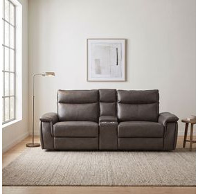 Maroni Dark Brown Power Double Reclining Console Loveseat with Power Headrests