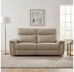 Maroni Taupe Power Double Reclining Loveseat with Power Headrests