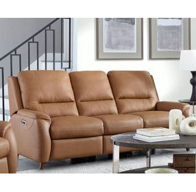 Austin Caramel Cream Leather 86" Power Reclining Sofa