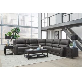 Belmont Autumn Fog Leather 6 Piece Zero Gravity Modular Power Reclining Sectional with USB Charging