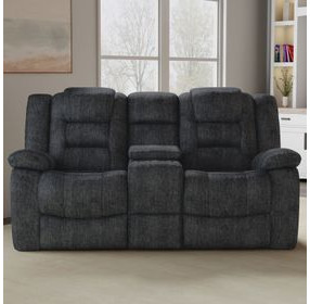 Bolton Misty Storm Performance Fabric 75" Reclining Console Loveseat