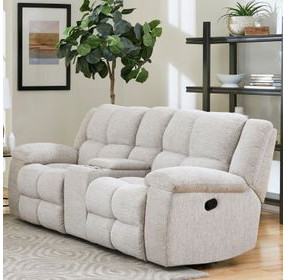 Buster Opal Taupe 86" Reclining Console Loveseat