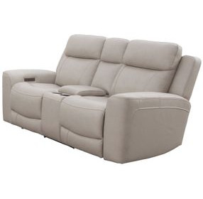 Calgary Stone Leather 81" Power Reclining Console Loveseat