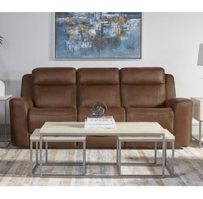 Calgary Autumn Umber Leather 92" Power Reclining Sofa