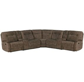 Cooper Shadow Brown Performance Fabric 7 Piece Modular Reclining Sectional