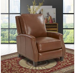 Melrose Colchester Bitters Leather Push Thru The Arms Recliner with Nailhead Trim