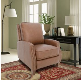 Melrose Dobbs Saddle Leather Push Thru The Arms Recliner with Nailhead Trim