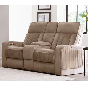 Equinox Mushroom 74" Power Reclining Console Loveseat With Power Headrest