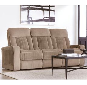 Equinox Mushroom 86" Power Reclining Sofa With Drop Down Table