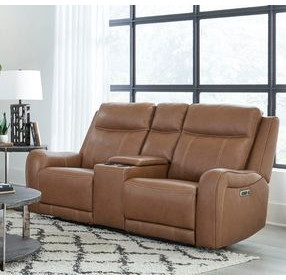 Haywood Butternut 79" Power Reclining Console Loveseat With Power Headrest