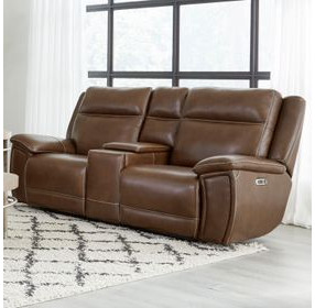 Jameson Hickory Zero Gravity 80" Power Reclining Console Loveseat With Power Headrest