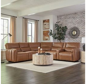 Modesto Sable 6 Piece Modular Power Reclining Sectional With Adjustable Power Headrests