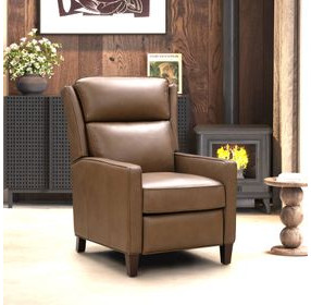 Moore Cashmere Taupe Leather Push Thru The Arms Recliner