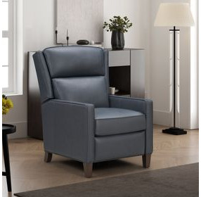 Moore Santa Fe Ocean Leather Power Recliner with Power Headrest and USB Charging