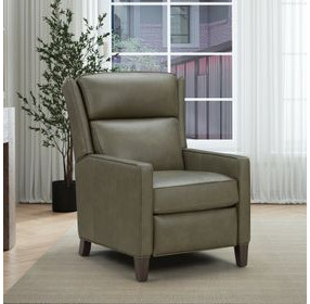 Moore Oasis Olive Leather Power Recliner with Power Headrest and USB Charging
