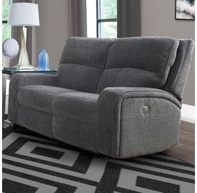 Polaris Bizmark Gray Performance Fabric 63" Power Reclining Loveseat