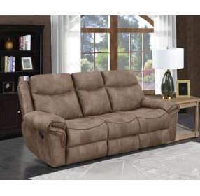 Nashville Brown 88" Manual Reclining Sofa with Drop-Down Console and USB Charging