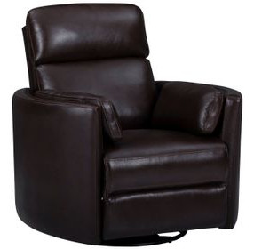 Radius Hickory Brown Leather Swivel Glider Recliner with Pillows