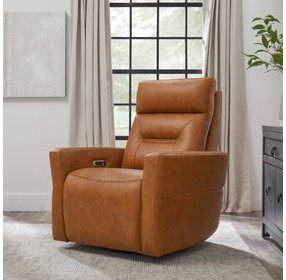 Remmington Vintage Caramel Leather Swivel Glider Power Recliner