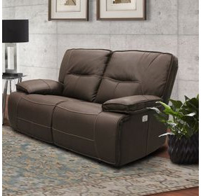 Spartacus Chocolate Dual Performance Fabric 65" Power Reclining Loveseat with Power Headrest