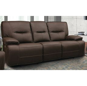 Spartacus Chocolate Dual Performance Fabric 88" Power Reclining Sofa with Power Headrest