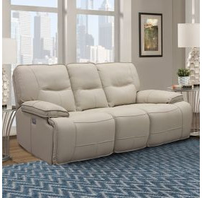 Spartacus Oyster Dual Performance Fabric 88" Power Reclining Sofa with Power Headrest