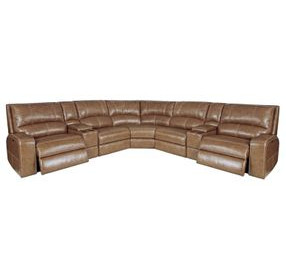 Swift Bourbon Leather 7 Piece Modular Power Reclining Sectional