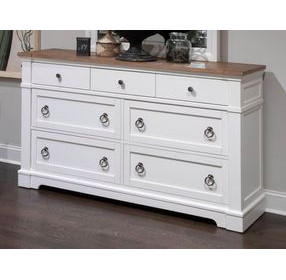 Kingston Whisper White and Cerused Nutmeg 7 Drawer Dresser