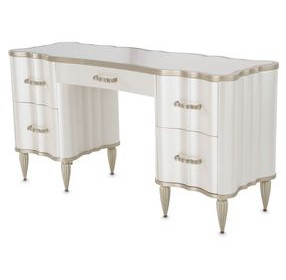 London Place Creamy Pearl 5 Drawer Vanity Desk