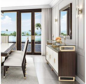 Belmont Place Espresso and White 3 Door Sideboard with Mirror