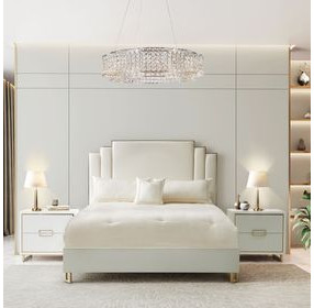 Palm Gate Cloud White Eastern King Bed with USB Charging