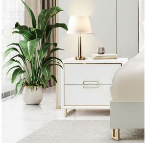 Palm Gate Cloud White 2 Drawer Nightstand