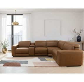 Rally-Up Caramel 5 Piece Power Reclining Console Sectional