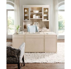 Marlowe Polished Limestone Leather 70" Executive Desk
