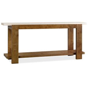 Melange Rich Golden Brown and White Rectangular Marble Top Mulholland Console Table