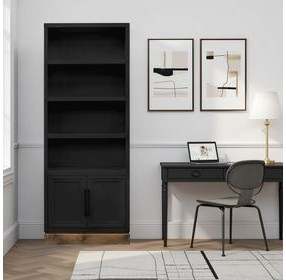 Nora Black and Whiskey 82" High Pier Bookcase