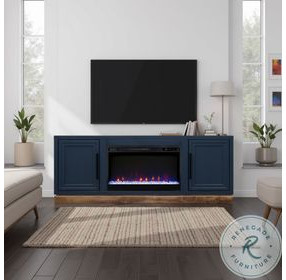 Nora Blue Denim And Whiskey 64" Fireplace TV Stand