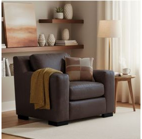 Nova Bomber Walnut Top Grain Leather Living Room Chair