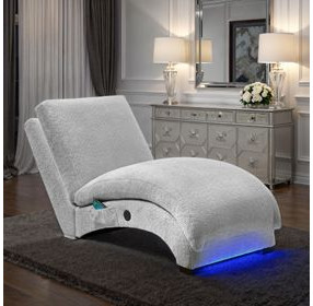 York Glam Fog 66" Chaise with USB Charging and LED
