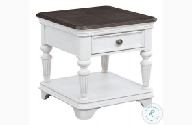 West Chester Light Gray Oak and Distressed White Rectagular Drawer End Table