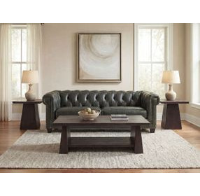 Charleston Black Tufted Leather Sofa