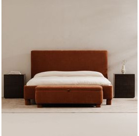 Ichigo Deep Orange Upholstered Storage Bed Bench
