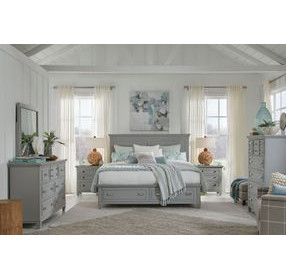Charleston Harbor Gray California King Storage Panel Bed